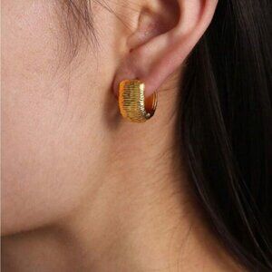 New! 14K Gold Plated Huggie Earrings NWOT